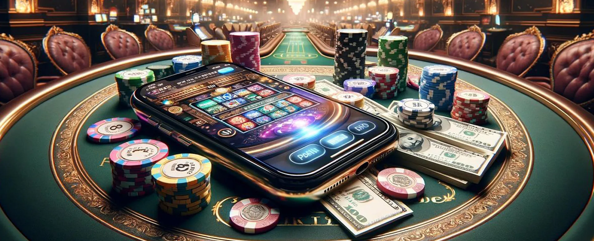 Abstract casino background with glowing lights